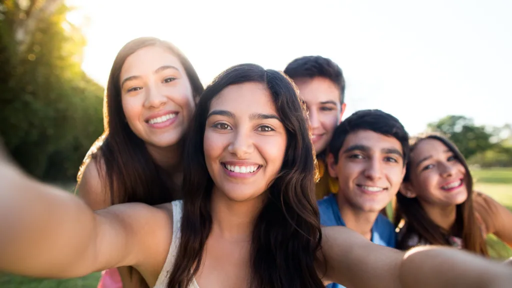 teens take a selfie on the first day with Invisalign